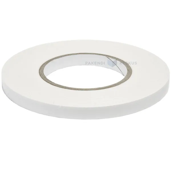 Kahepoolne teip valge PE-vahtkumm 12mm lai 1mm paksus, rullis 10m