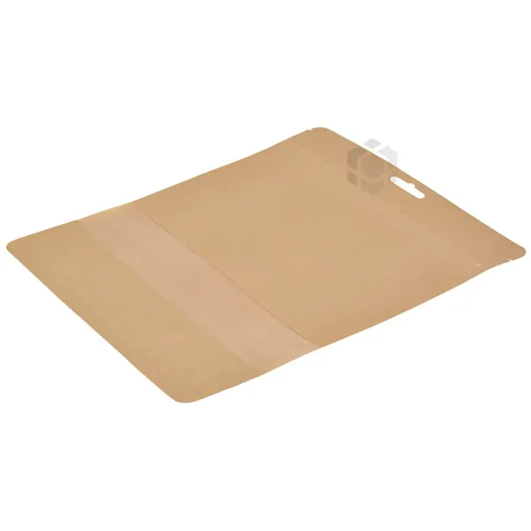 Pruun püstiseisev kott aknaga 21+(2x5,5)x27,5cm, pakis 50tk