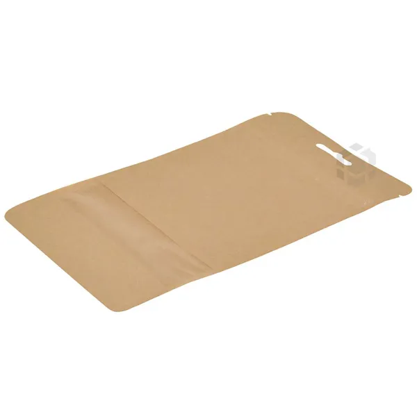Pruun püstiseisev kott aknaga 12+(2x3)x17cm, pakis 50tk