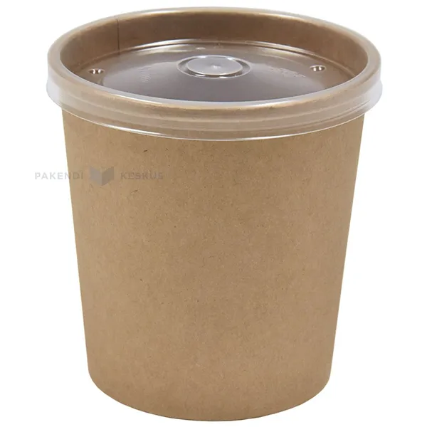 Kartongist pruun supitops kaanega 500ml, pakis 25tk