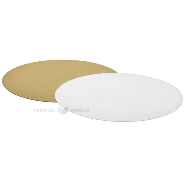 Золотисто-белая подложка для торта диаметром 22см, в упаковке 25шт