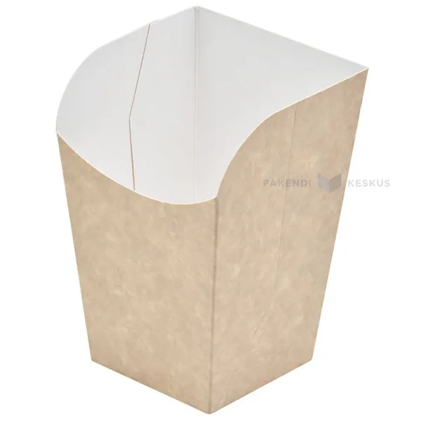 Pruun pop corni ja friikartuli karp 84x85mm kõrgus 130mm 500ml, pakis 25tk