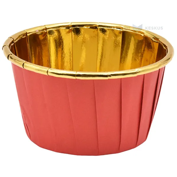 Red-golden double layered cupcake mold diam. 50mm height 39mm, 100pcs/pack