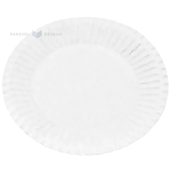 Valge lamineerimata paberist taldrik diameetriga 15cm, pakis 100tk
