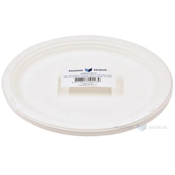 Ovaalne taldrik 100% biolagunev/komposteeritav 32x25,5cm, pakis 10tk