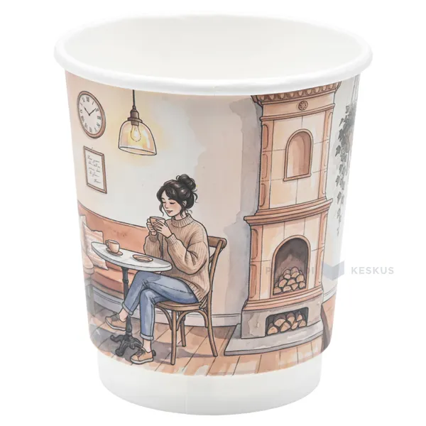 Paper cup ''Cozy Time'' 250ml diam. 80mm, 25pcs/pack