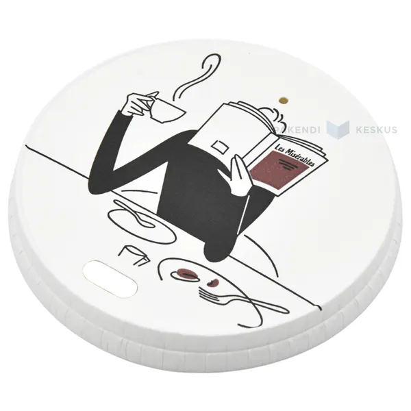 ''Reading Man'' print flat paper lid for 250ml coffee cup with diameter 80mm, 50pcs/pack