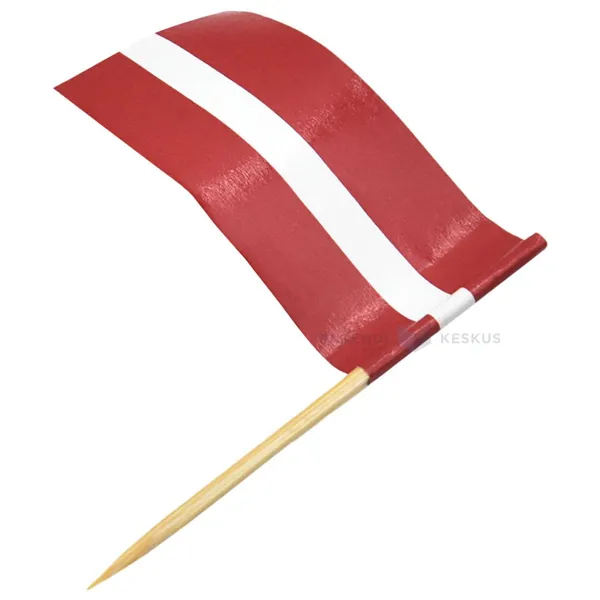 Bamboo degustation stick with Latvian flag 6,5cm red-white-red, 100pcs/pack