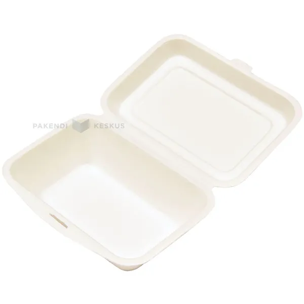 100% biolagunev/komposteeritav 1-osaline söögikarp kaanega 191x136x103mm, pakis 50tk