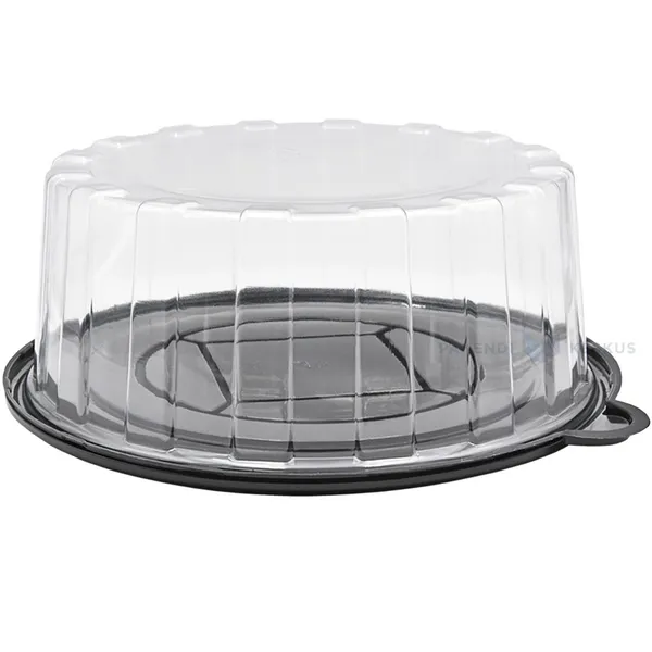 Kakkurasia kannella, PET, d. 300mm, kork 118mm, 2kg, musta alusta, kirkas kansi, 10kpl