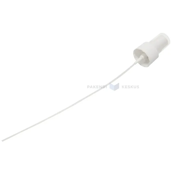 Valge pihusti kork plastikust pudelile diameetriga 24mm pikkusega 225mm