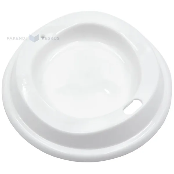 Korduvkasutatav valge kaas korduvkasutatavale 430ml kohvitopsile diameetriga 90mm PP 50x masinpesu