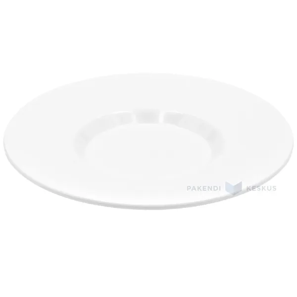 Korduvkasutatav valge plastikust taldrik 166ml kohvitassile diam. 129mm SAN 500x masinpestav, pakis 6tk