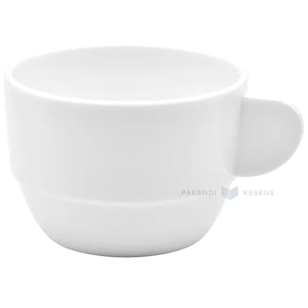Korduvkasutatav plastikust valge kohvitass 166ml diam. 79,3mm SAN 500x masinpestav, pakis 6tk