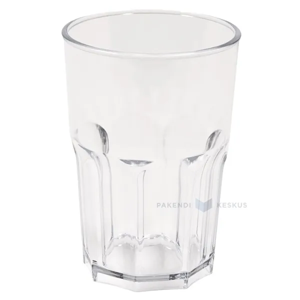 Reusable plastic drinking glass 400ml SAN 500x machine washable