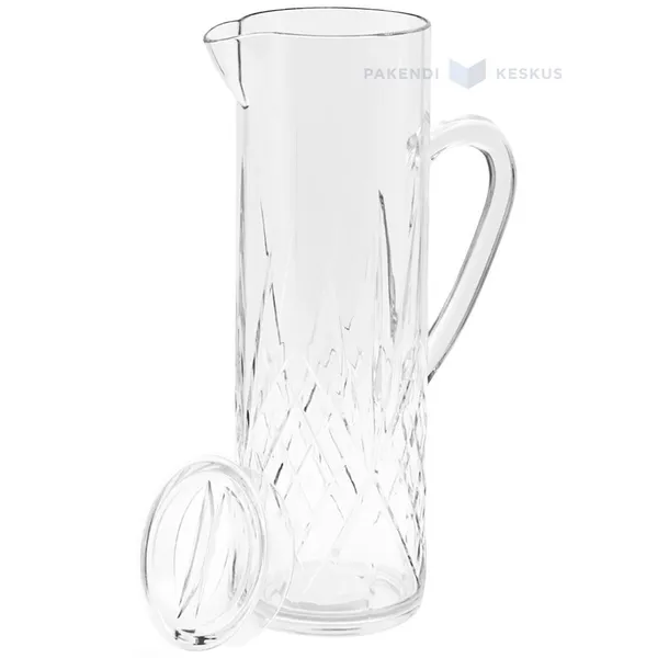 Reusable plastic transparent jug with lid Crystal 1500ml SAN 500x machine washable