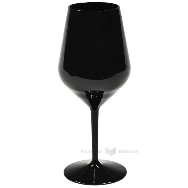 Korduvkasutatav plastikust must veinipokaal jalaga 470ml TT 350x masinpestav
