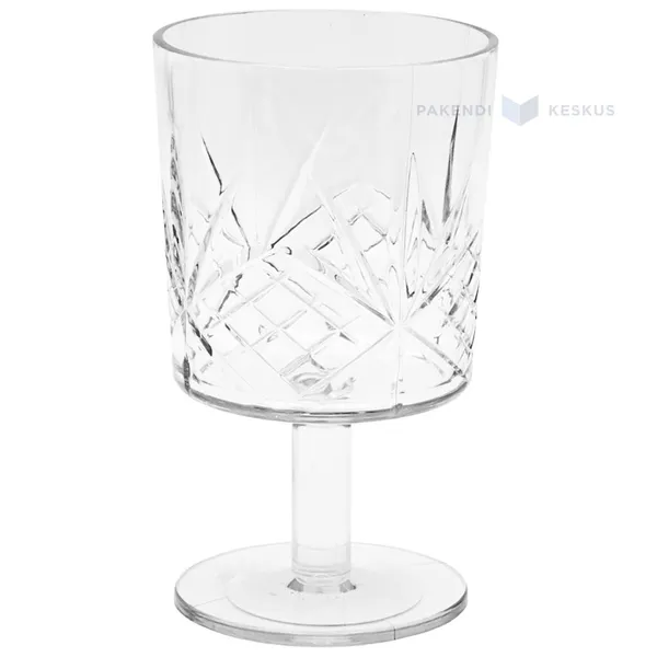 Korduvkasutatav plastikust läbipaistev pokaal jalaga Crystal 340ml SAN 500x masinpestav