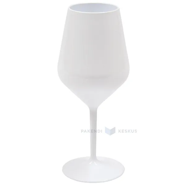Korduvkasutatav plastikust valge veinipokaal jalaga 470ml TT 350x masinpestav