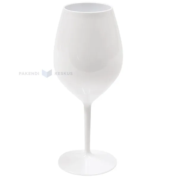 Korduvkasutatav plastikust valge veinipokaal jalaga 510ml TT 350x masinpestav