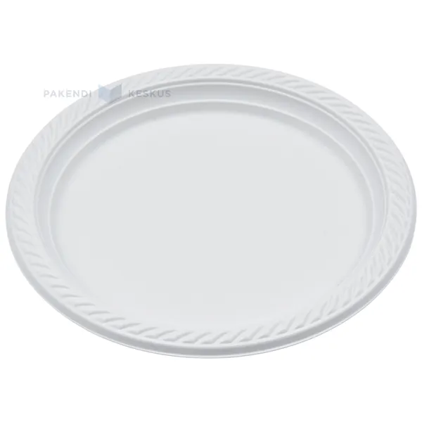 Reusable light-grey plastic plate with reljef edge 23cm PP 125x machine washable, 25pcs/pack