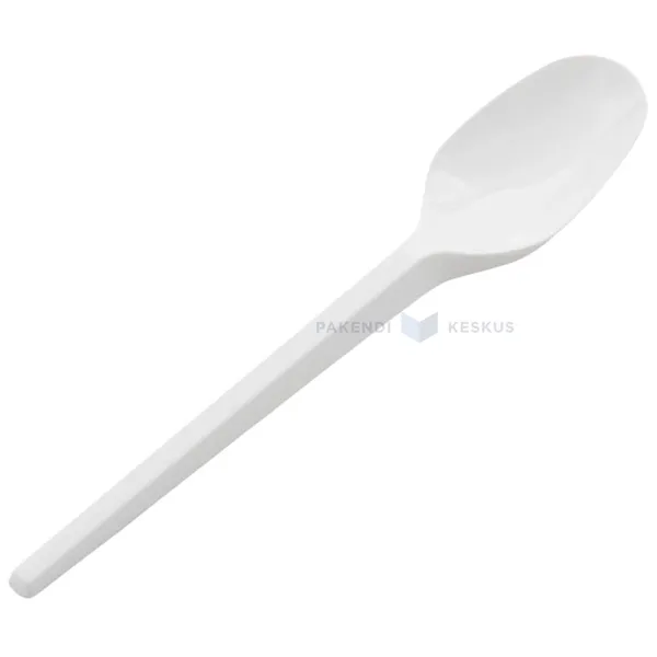 White reusable plastic coffee spoon 12cm PS 125x machine washable, 100pcs/pack