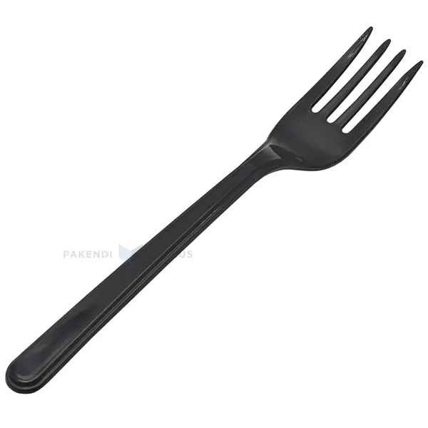 Korduvkasutatav must kahvel 18cm PP 125x masinpesu, pakis 100tk