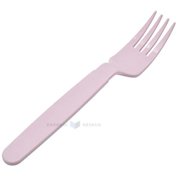 Roosa korduvkasutatav kahvel 18,5cm PP 500x masinpesu, pakis 6tk