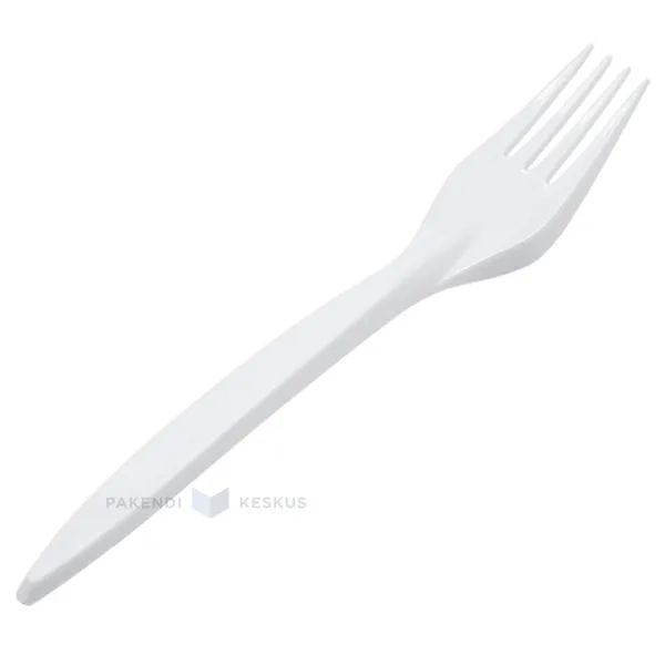 White reusable plastic fork 18cm PS 125x machine washable, 50pcs/pack