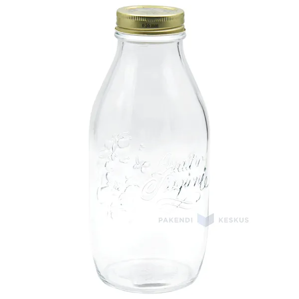 Glass bottle with golden lid Bormioli 1000ml diameter 101mm height 226mm