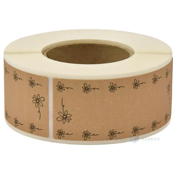 Pruun kleebisetikett Lilled 30x74mm, rullis 250tk