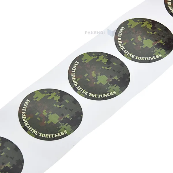 White label with Eesti riigikaitse toetuseks - Digilaik print diameter 50mm, 50pcs/roll
