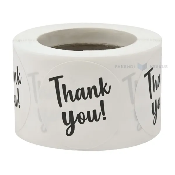 White label ''Thank you!'' print diameter 40mm, 250pcs/roll