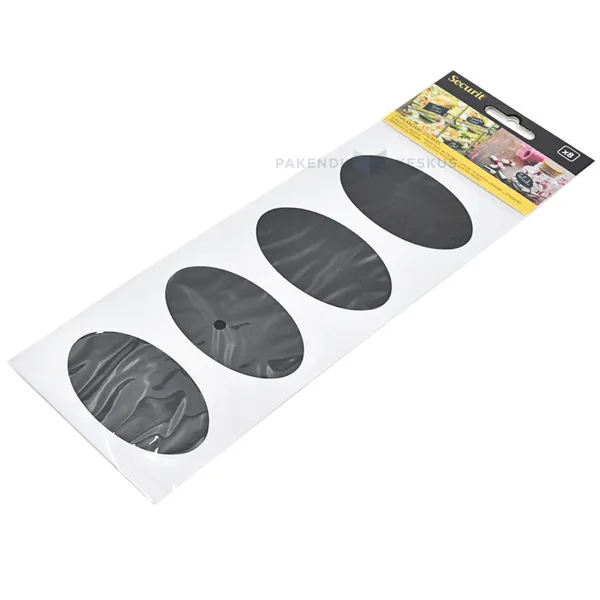 Mustad ovaalsed kriidiga kirjutatavad kleepsud 80x47mm, pakis 8tk