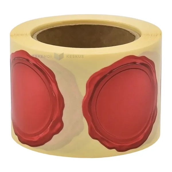 Punane kleebisetikett Vahatempel diameeter 40mm, rullis 250tk