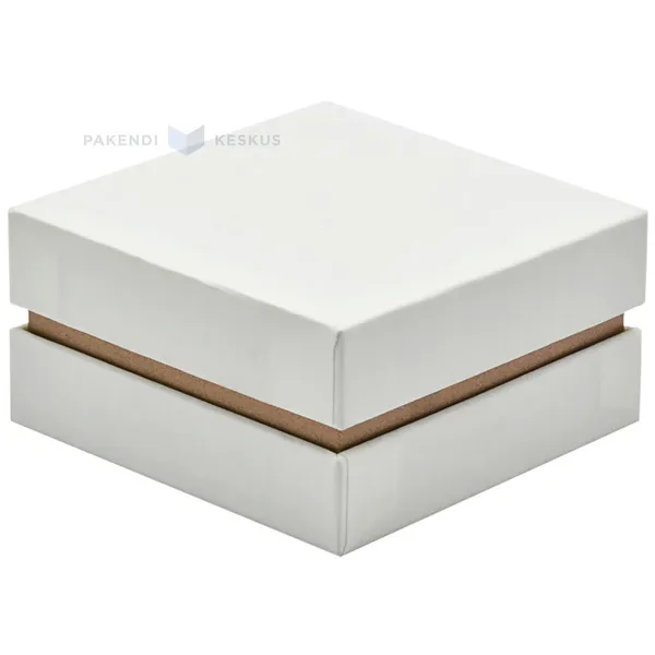 White gift box with white lid and golden edges 70x70x30mm with soft cushion