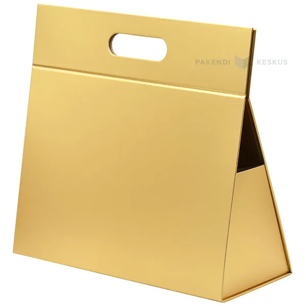 Golden gift box-bag with handles and magnet 330x290x120mm