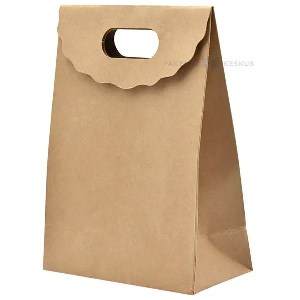 Brown gift box with punch hole handle 140x70x200mm