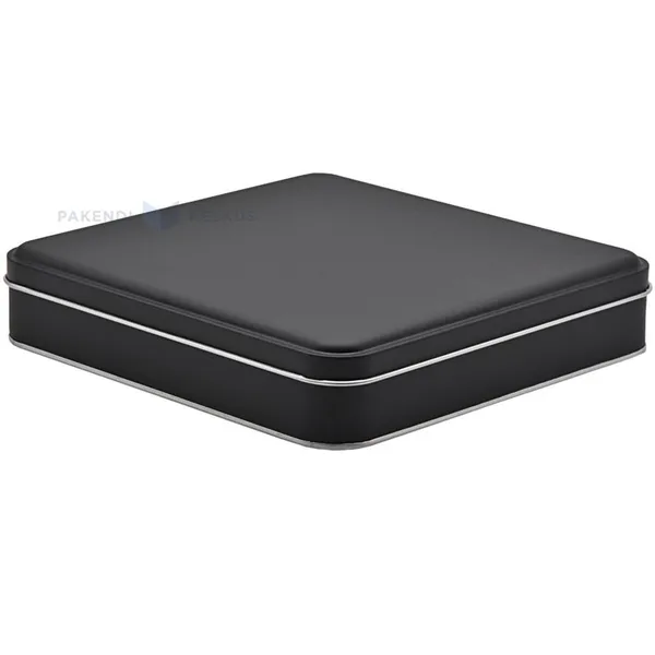 Matte black silver inside metal box with lid 215x215x40mm