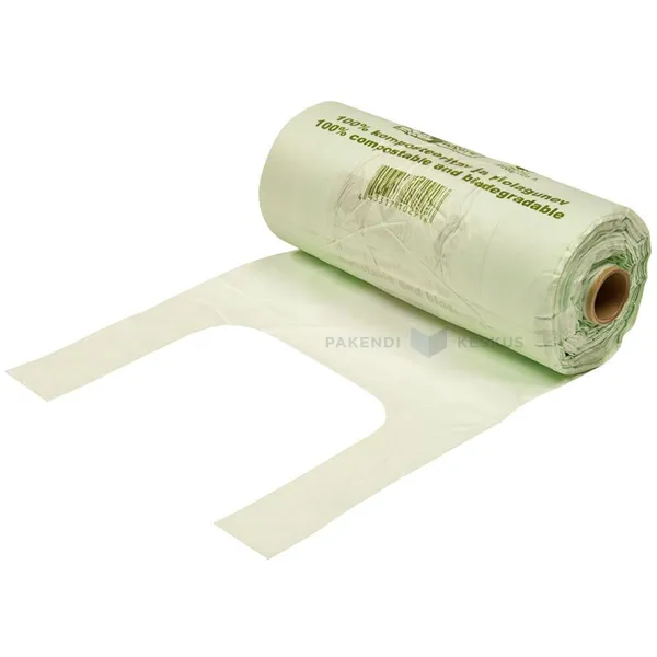 Kompostoitava muovikassi, 22+12x45cm, vihreä, 15my, 200kpl/rl