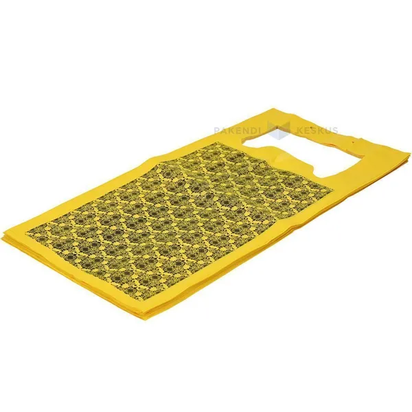 Pattern print yellow plastic T-shirt bag 30+18x60cm, 50pcs/pack
