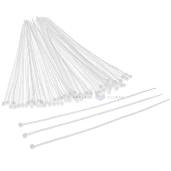Valge juhtmekinnitus 4,8x200mm, pakis 100tk