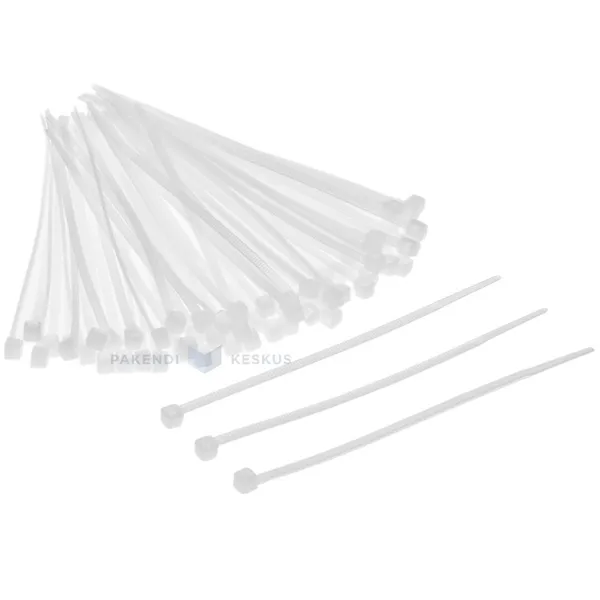 Valge juhtmekinnitus 2,5x100mm, pakis 100tk