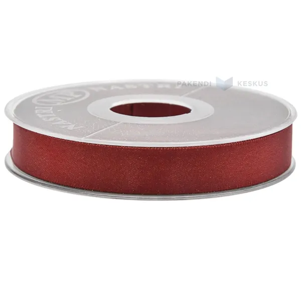 Glittery red satin+lurex ribbon 15mm wide, 25m/roll