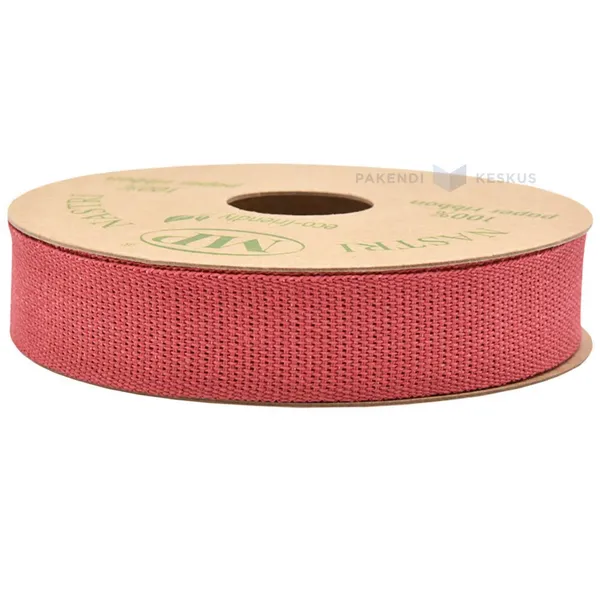 Red paper ribbon 20mm wide, 10m/roll