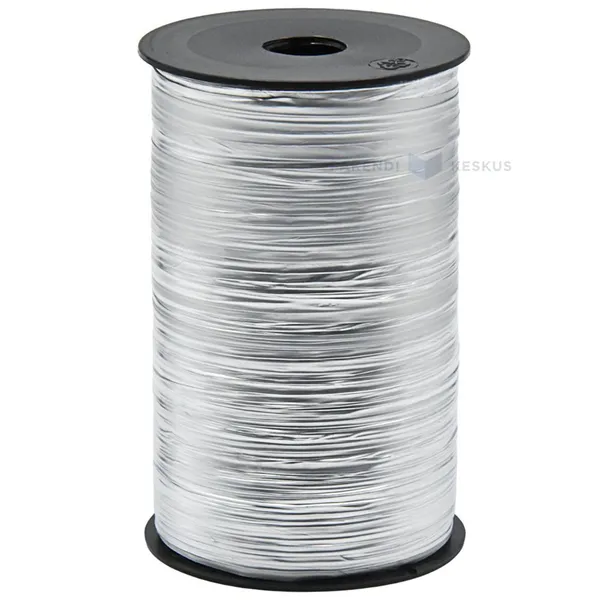 Metallic silver ribbon, 50m/roll