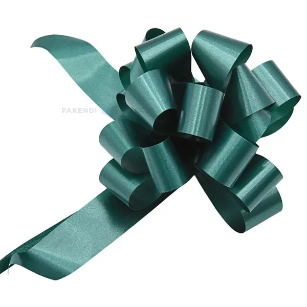 Green pull ribbon rosette 19mm with diameter 10mm, 6pcs/pack