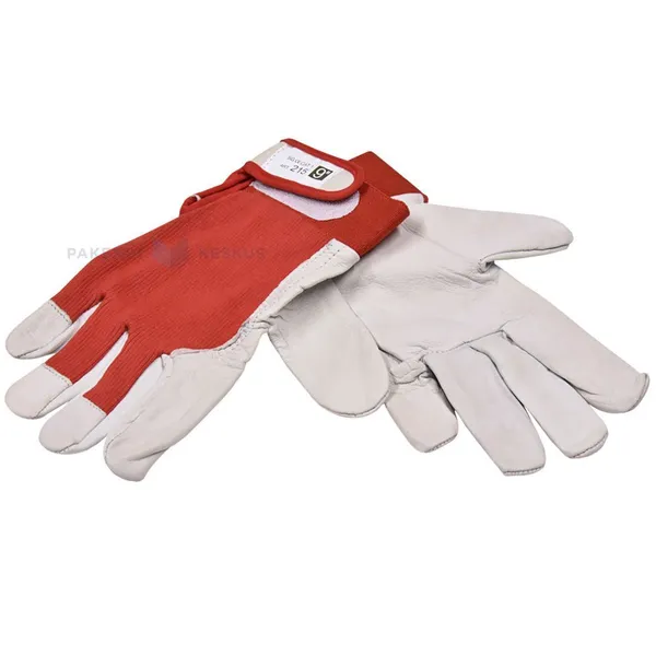 Red-white cotton gloves on palm coat skin nr. 9