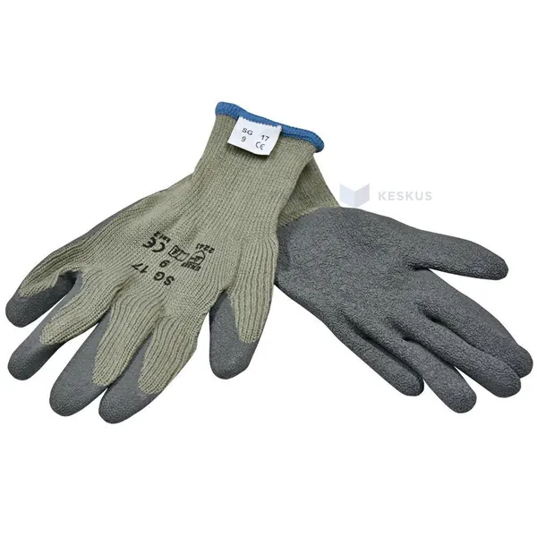Gray woven gloves on palm scabrous latex woolen lining nr. 10