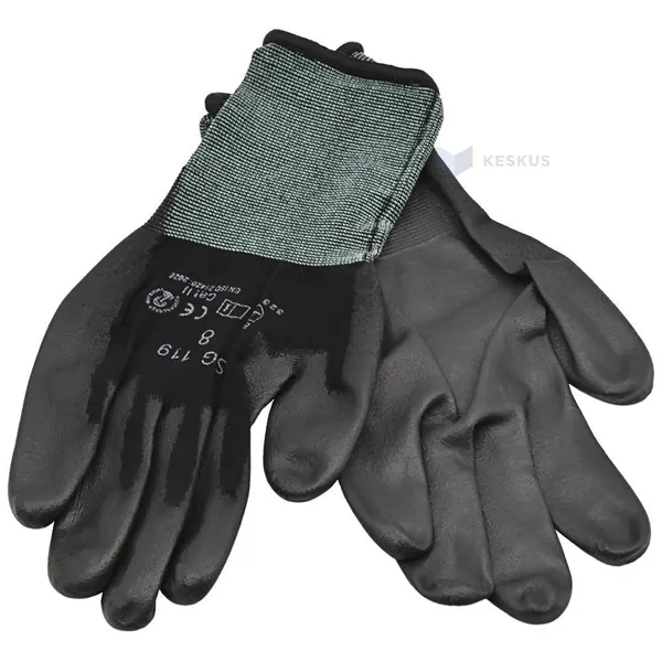 Black light nylon gloves Touch Screen function on palm polyurethane nr. 8